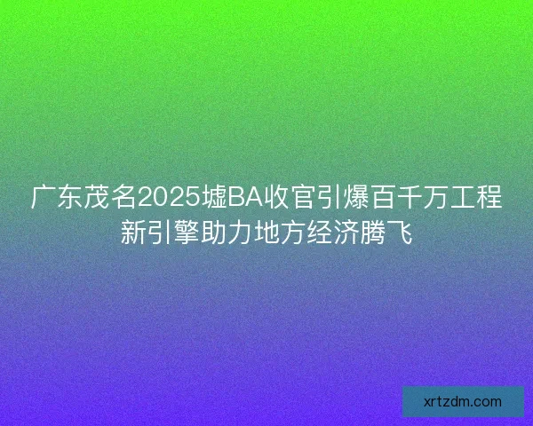 广东茂名2025墟BA收官引爆百千万工程新引擎助力地方经济腾飞
